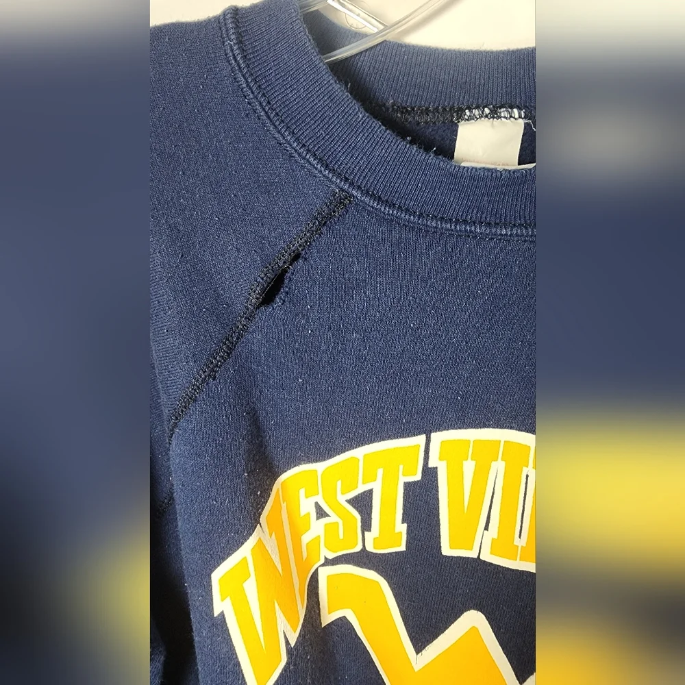 Vintage West Virginia University Unisex Tultex Sweatshirt Size Large, Navy Blue - Picture 2 of 12